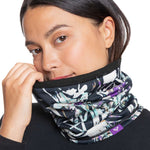 Roxy Women's Lana Collar - A black collar with a white floral pattern and purple accents.