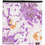 Roxy Women's Lana Collar 2022 - A purple floral patterned neck warmer with a white background and orange accents.