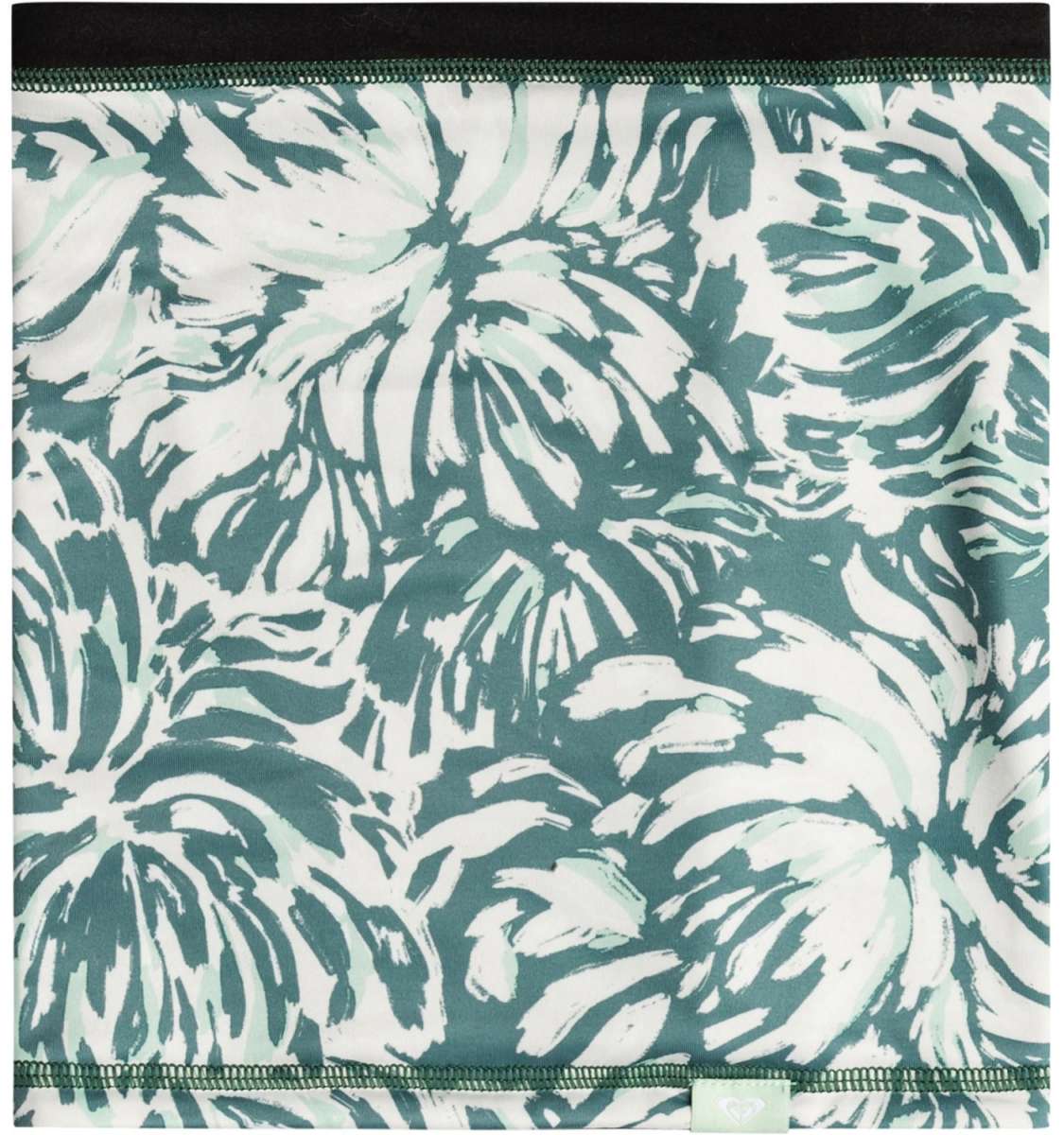 Roxy Women's Lana Collar 2024 - A white, long-sleeved shirt with a high collar and a palm tree print in shades of green.