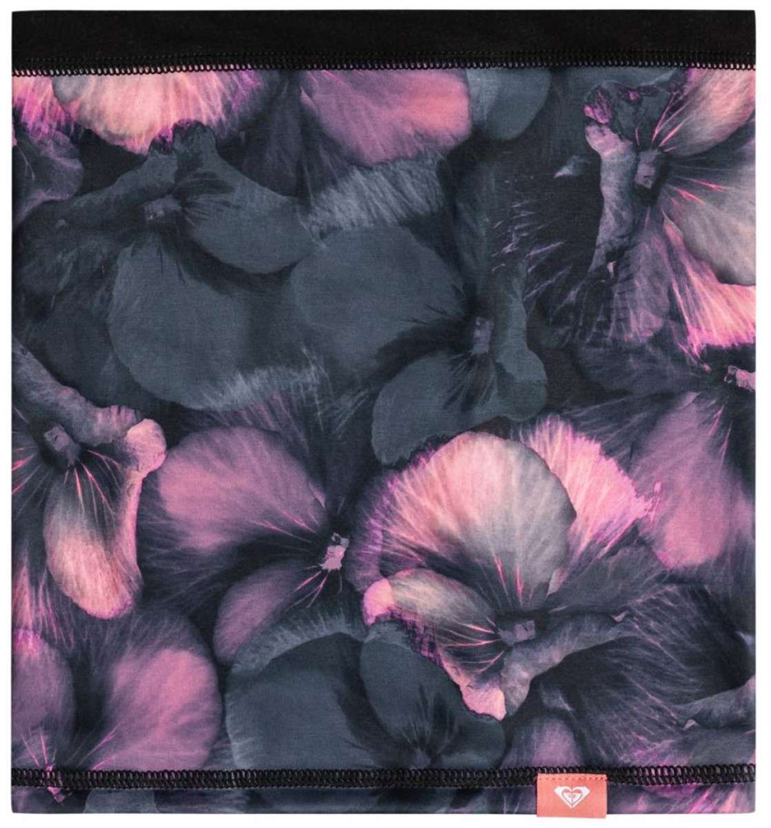 Roxy Women's Lana Collar - A black floral patterned waist-length zip-up jacket with a high collar and two front pockets.