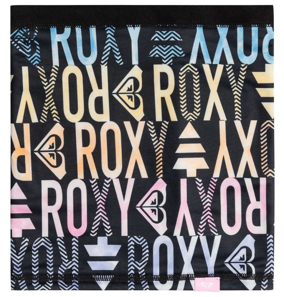 Roxy Women's Lana Collar 2024 - A black collar with a white geometric pattern and a small, circular logo on the front.