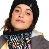 Roxy Women's Lana Collar - Black fleece collar with a subtle white snowflake pattern and a small silver logo on the left side.