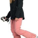 Roxy Women's Meade Insulated Jacket - A black jacket with a fur-lined hood and silver zipper.