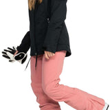 Roxy Women's Meade Insulated Jacket - A black jacket with a fur-lined hood and silver zipper.