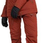Roxy Women's Meade Insulated Jacket - A rust-colored jacket with a fur-lined hood and zippered pockets.