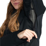 Roxy Women's Meade Insulated Jacket 2024 - A black jacket with a zippered chest pocket and a mesh panel on the left side of the torso.