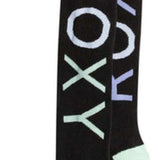 Roxy Women's Misty Sock 2024 - Black socks with light purple accents and a repeating geometric pattern.