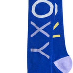 Roxy Women's Misty Sock 2024 - Royal blue socks with a white ROXY logo on top of each foot.