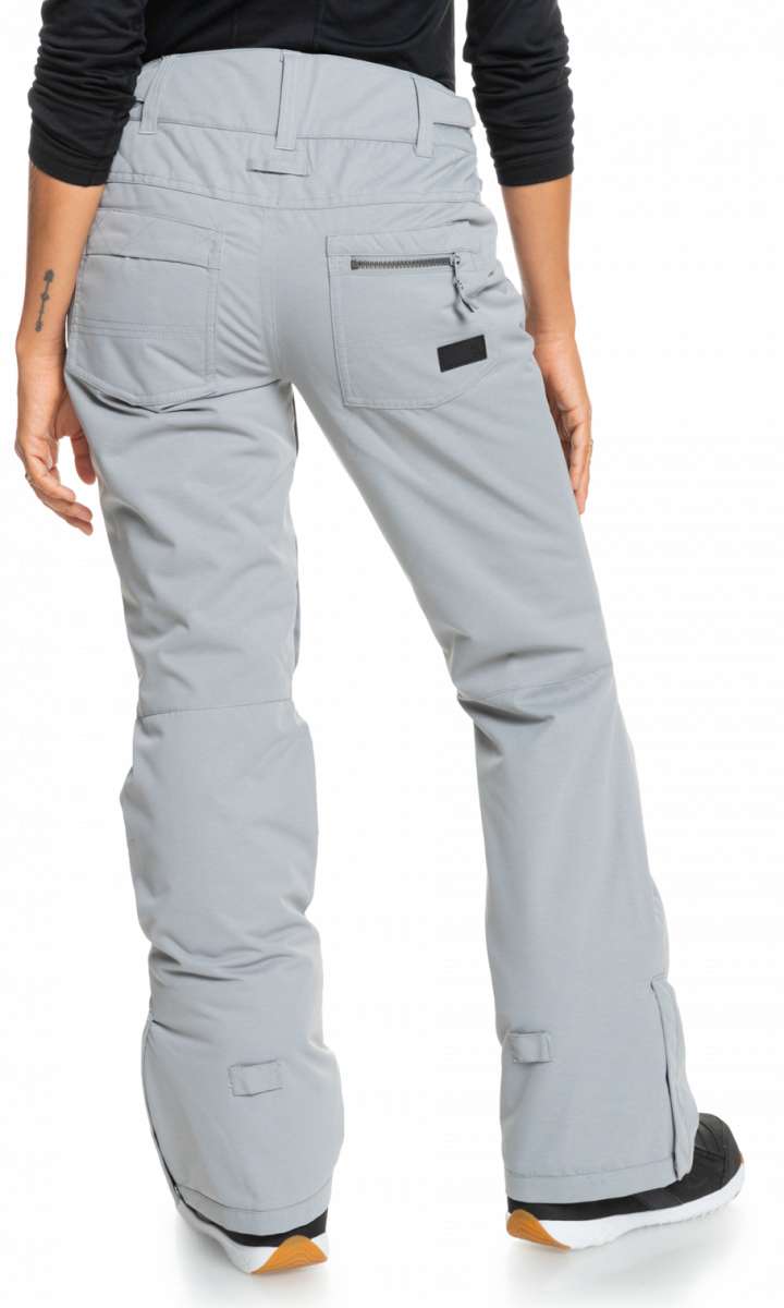 Roxy Women's Nadia Insulated Pant 2023 - Light gray snow pants with a zippered pocket on the back right side.