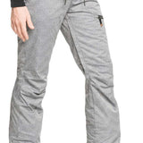 Roxy Women's Nadia Insulated Pants 2022 - Light gray snow pants with a subtle grid pattern and zippered pockets on the side.
