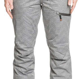 Roxy Women's Nadia Insulated Pants 2022 - Light gray pants with a subtle grid pattern and zippered pocket on the thigh.