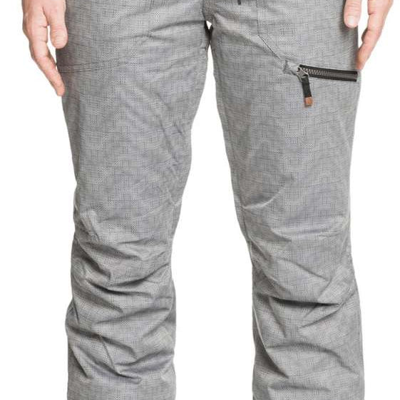 Roxy Women's Nadia Insulated Pants 2022 - Light gray pants with a subtle grid pattern and zippered pocket on the thigh.