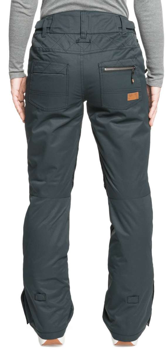 Roxy Women's Nadia Insulated Pants 2022 - Dark gray pants with a zippered pocket on the back right side.