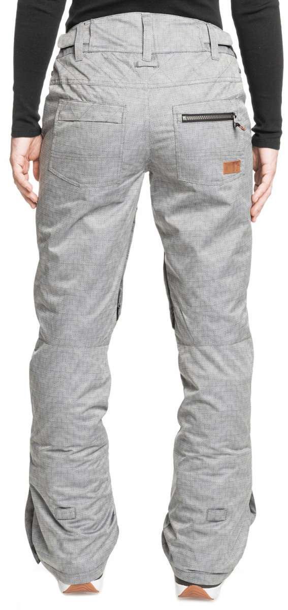 Roxy Women's Nadia Insulated Pants 2022 - Light gray snow pants with a textured pattern and zippered pocket on the back.