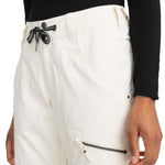 Roxy Women's Nadia Insulated Pants 2024 - A pair of white snow pants with a black and white rope drawstring at the waist.