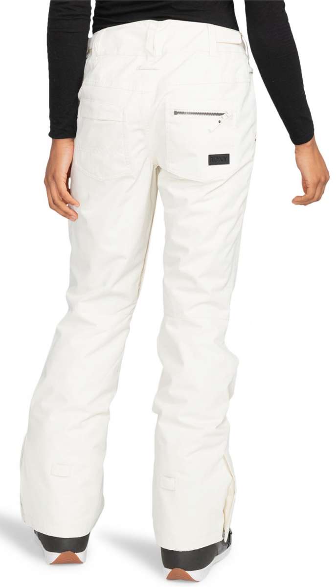 Roxy Women's Nadia Insulated Pants 2024 - A pair of white snow pants with a zippered pocket on the back right side.