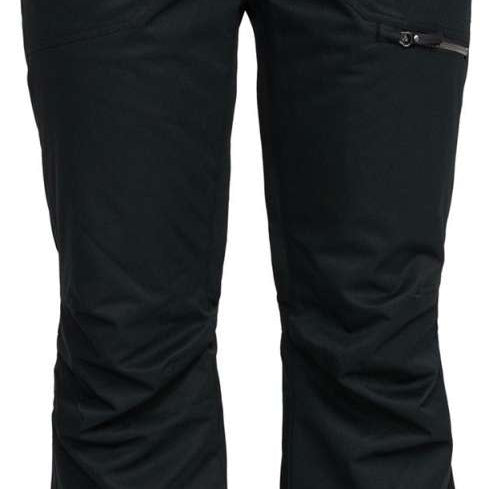 Roxy Women's Nadia Insulated Pants 2024 - Black insulated pants with a zippered pocket on the right thigh and a drawstring waistband.