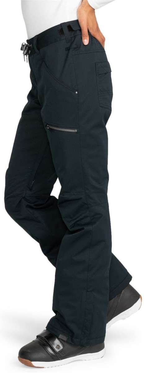 Roxy Women's Nadia Insulated Pants 2024 - Black snow pants with zippered pockets and a black belt loop on the waistband.