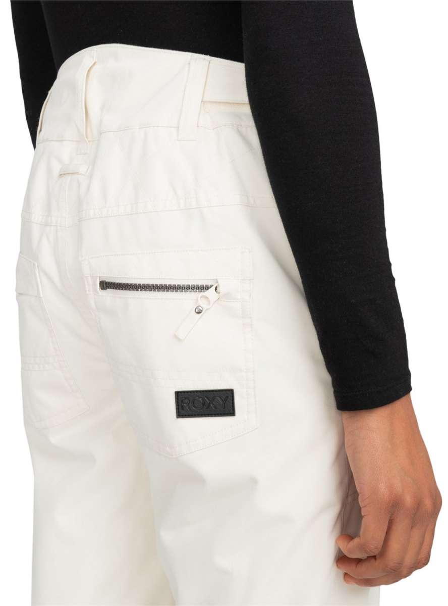Roxy Women's Nadia Insulated Pants 2024 - A pair of white insulated pants with a zippered pocket on the back.