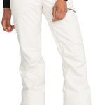 Roxy Women's Nadia Insulated Pants 2024 - A pair of white snow pants with a black drawstring at the waist and zippered pockets on the side.