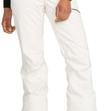 Roxy Women's Nadia Insulated Pants 2024 - A pair of white snow pants with a black drawstring at the waist and zippered pockets on the side.