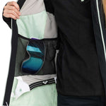 Roxy Women's Peakside Insulated Jacket 2024 - A black jacket with a white zipper and two zippered pockets on the front.