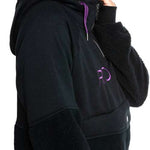 Roxy Women's Porter Fleece Hoodie 2022 - A black fleece hoodie with purple zipper and drawstring.
