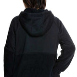Roxy Women's Porter Fleece Hoodie 2022 - Black fleece hoodie with a drawstring hood and kangaroo pocket.