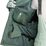 Roxy Women's Presence Insulated Parka Jacket 2024 - A dark green parka jacket with a hood and zippered pockets.