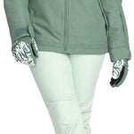 Roxy Women's Presence Insulated Parka Jacket 2024 - A dark green parka jacket with a hood and zippered pockets.