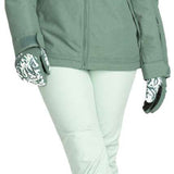 Roxy Women's Presence Insulated Parka Jacket 2024 - A dark green parka jacket with a hood and zippered pockets.