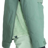 Roxy Women's Radiant Lines Pullover Jacket - A sage green jacket with a quilted diamond pattern and a zippered chest pocket.