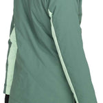 Roxy Women's Radiant Lines Pullover Jacket 2024 - A sage green jacket with a hood and white stripes down the side of each arm.