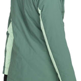 Roxy Women's Radiant Lines Pullover Jacket 2024 - A sage green jacket with a hood and white stripes down the side of each arm.