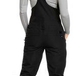 Roxy Women's Rideout Insulated Bib Pant - Black bib pants with white stitching and silver buckles on black straps.