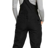 Roxy Women's Rideout Insulated Bib Pant - Black bib pants with white stitching and silver buckles on black straps.