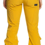 Roxy Women's Rising High Pant 2023 - Solid black pants with a zippered pocket on the right thigh and adjustable waistband.