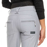 Roxy Women's Rising High Pant 2023 - A pair of light gray pants with a subtle pattern and zippered pockets on both sides.