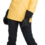 Roxy Women's Rising High Pant 2024 - Black snow pants with a subtle white stripe down the side of each leg.