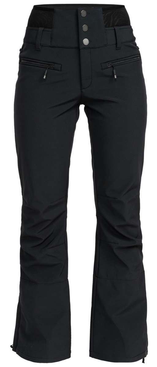Roxy Women's Rising High Pant 2024 - Black snow pants with zippered pockets and adjustable waistband.