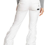 Roxy Women's Rising High Pant 2024 - White snow pants with zippered pockets and adjustable waistband.
