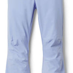 Roxy Women's Rising High Pant 2024 - Light blue snow pants with a subtle floral pattern on the waistband and two zippered pockets at the back.