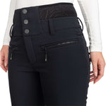 Roxy Women's Rising High Pant 2024 - Black pants with a subtle zebra stripe pattern on the waistband.