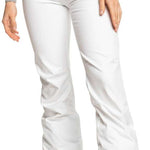 Roxy Women's Rising High Pant 2024 - White snow pants with black waistband and two zippered pockets on the side.
