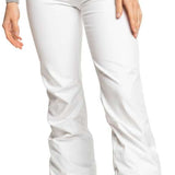 Roxy Women's Rising High Pant 2024 - White snow pants with black waistband and two zippered pockets on the side.