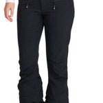 Roxy Women's Rising High Pant 2024 - Black snow pants with zippered pockets and adjustable waistband.