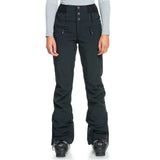 Roxy Women's Rising High Pant 2024 - Black snow pants with zippered pockets and adjustable waistband.