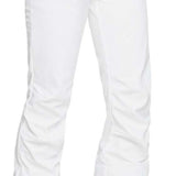 Roxy Women's Rising High Pants 2022 - White snow pants with black zebra print on the back pocket and silver buttons.