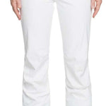 Roxy Women's Rising High Pants 2022 - White pants with black waistband and three buttons on front.