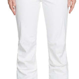 Roxy Women's Rising High Pants 2022 - White pants with black waistband and three buttons on front.